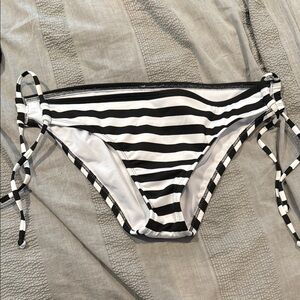 Massimo Black and White Striped Bikini Bottom
